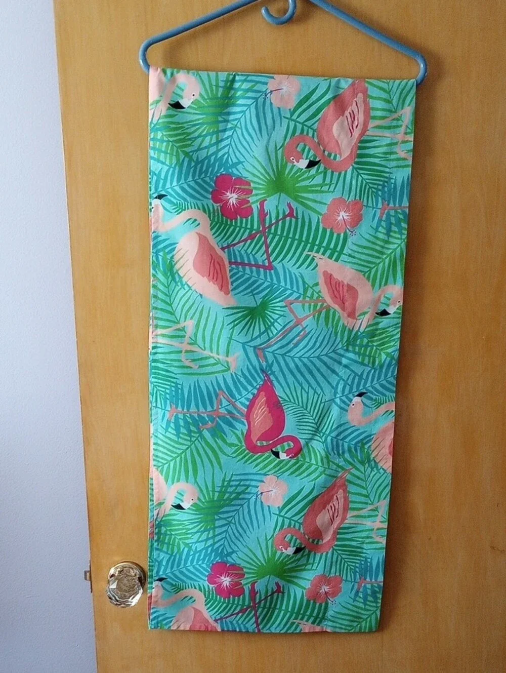 Tropical Aqua and Pink Flamingo Curtain Valance